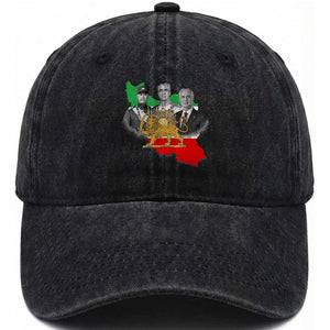 Pahlavi Dynasty Washed Cotton Baseball Cap Three Generations Iran Lion and Sun Portrait TS14 Washed Cap Universal Fit Black Print Your Wear