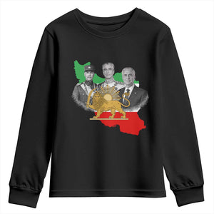 Pahlavi Dynasty Youth Sweatshirt Three Generations Iran Lion and Sun Portrait TS14 Black Print Your Wear
