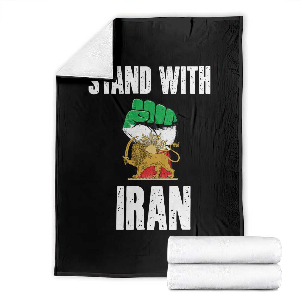 Free Iran Support Iranian MIGA Throw Blanket Stand With Iran TS14 Black Print Your Wear