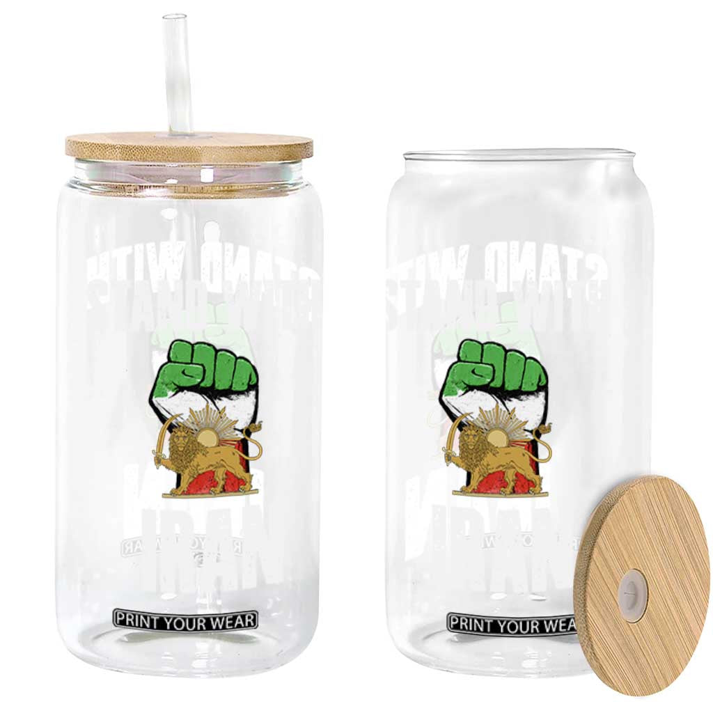 Free Iran Support Iranian MIGA Glass Can Stand With Iran TS14 Print Your Wear
