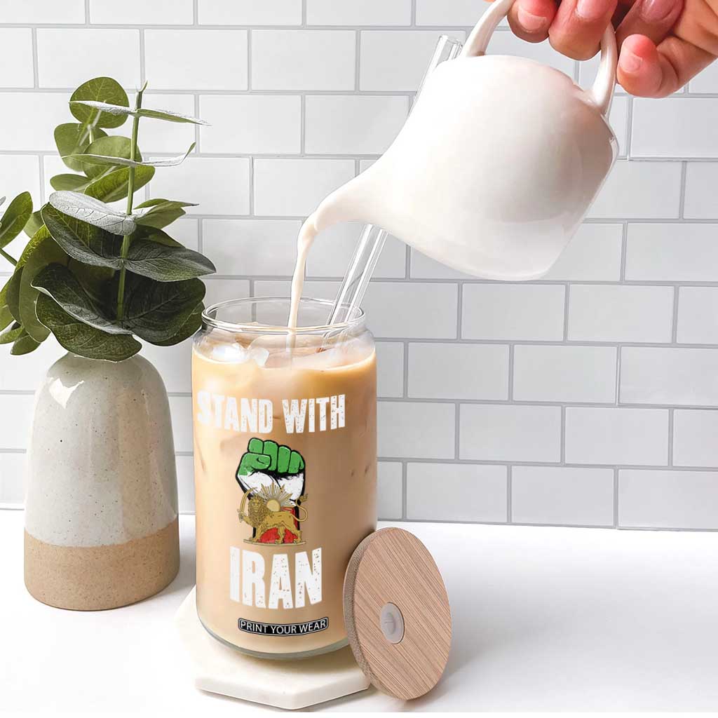Free Iran Support Iranian MIGA Glass Can Stand With Iran TS14 Print Your Wear