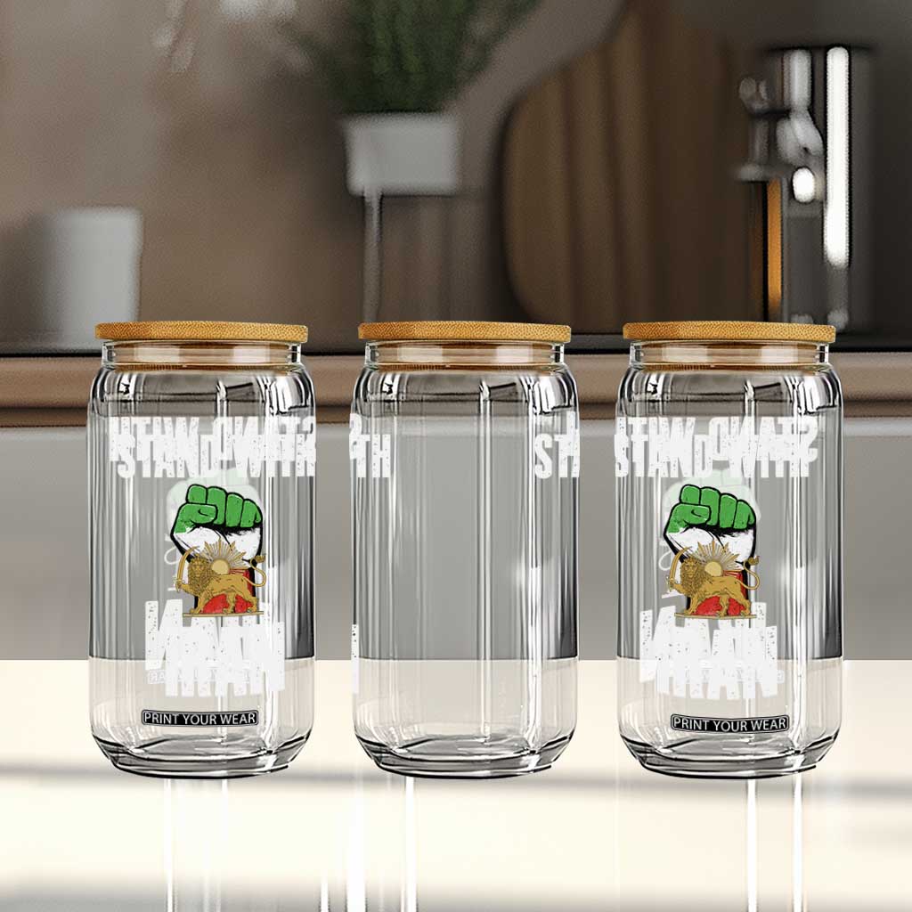 Free Iran Support Iranian MIGA Glass Can Stand With Iran TS14 Print Your Wear