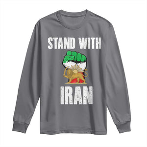 Free Iran Support Iranian MIGA Long Sleeve Shirt Stand With Iran TS14 Charcoal Print Your Wear