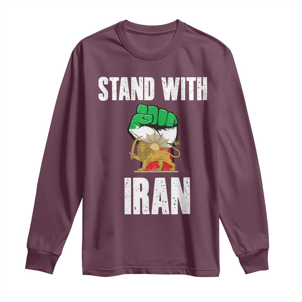 Free Iran Support Iranian MIGA Long Sleeve Shirt Stand With Iran TS14 Maroon Print Your Wear