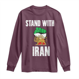Free Iran Support Iranian MIGA Long Sleeve Shirt Stand With Iran TS14 Maroon Print Your Wear