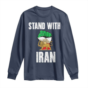 Free Iran Support Iranian MIGA Long Sleeve Shirt Stand With Iran TS14 Navy Print Your Wear