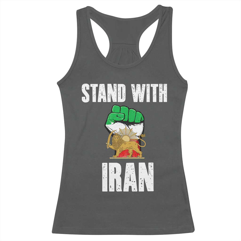 Free Iran Support Iranian MIGA Racerback Tank Top Stand With Iran TS14 Dark Heather Print Your Wear