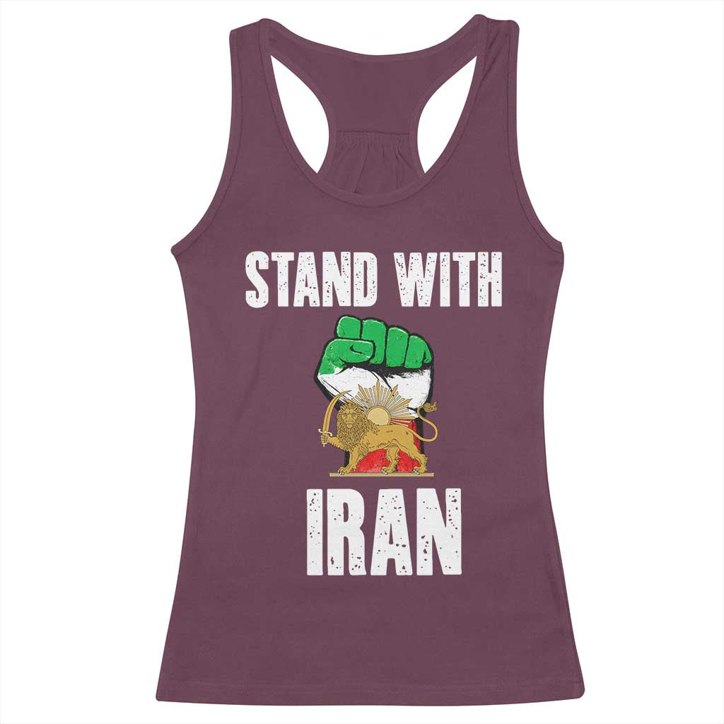 Free Iran Support Iranian MIGA Racerback Tank Top Stand With Iran TS14 Maroon Print Your Wear