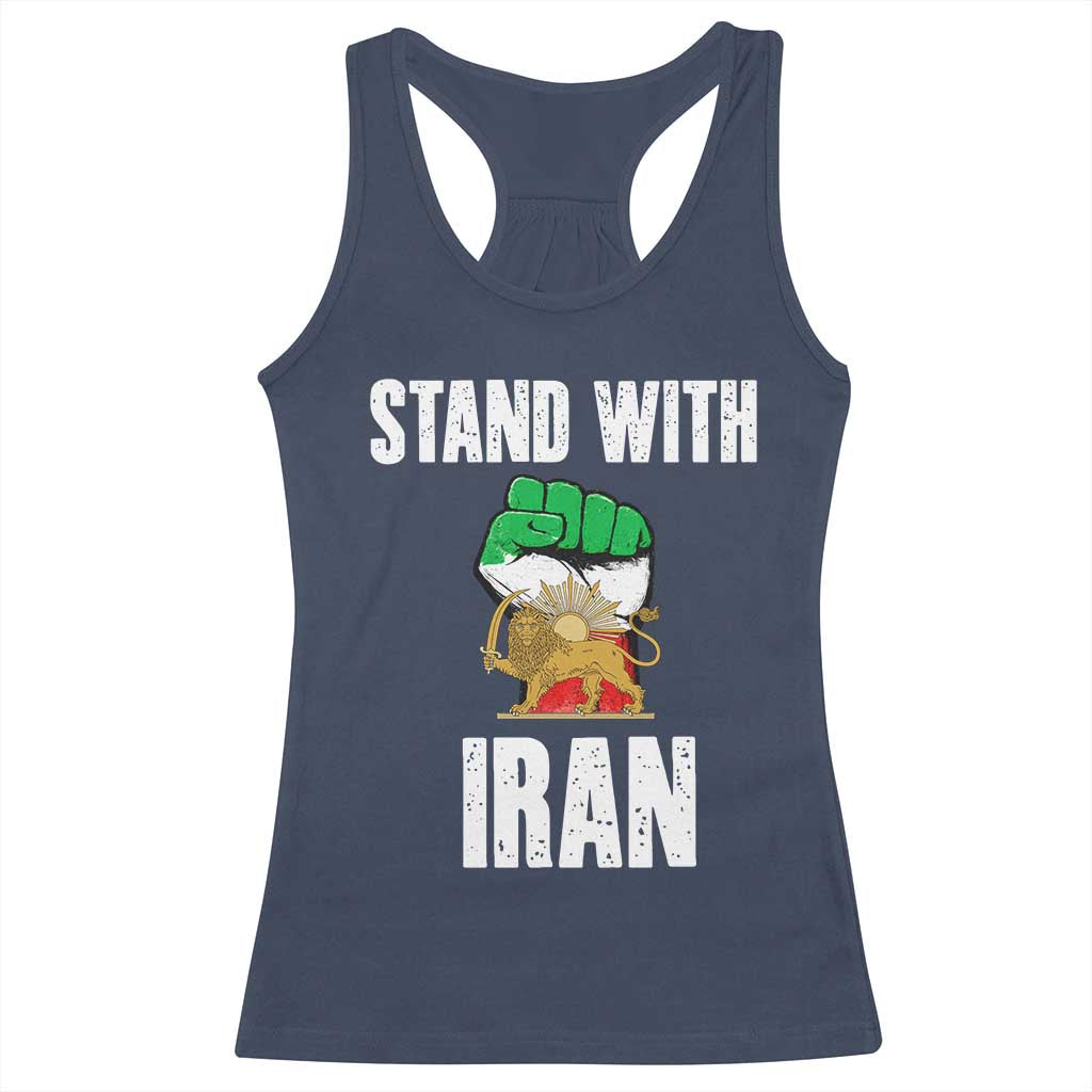 Free Iran Support Iranian MIGA Racerback Tank Top Stand With Iran TS14 Navy Print Your Wear