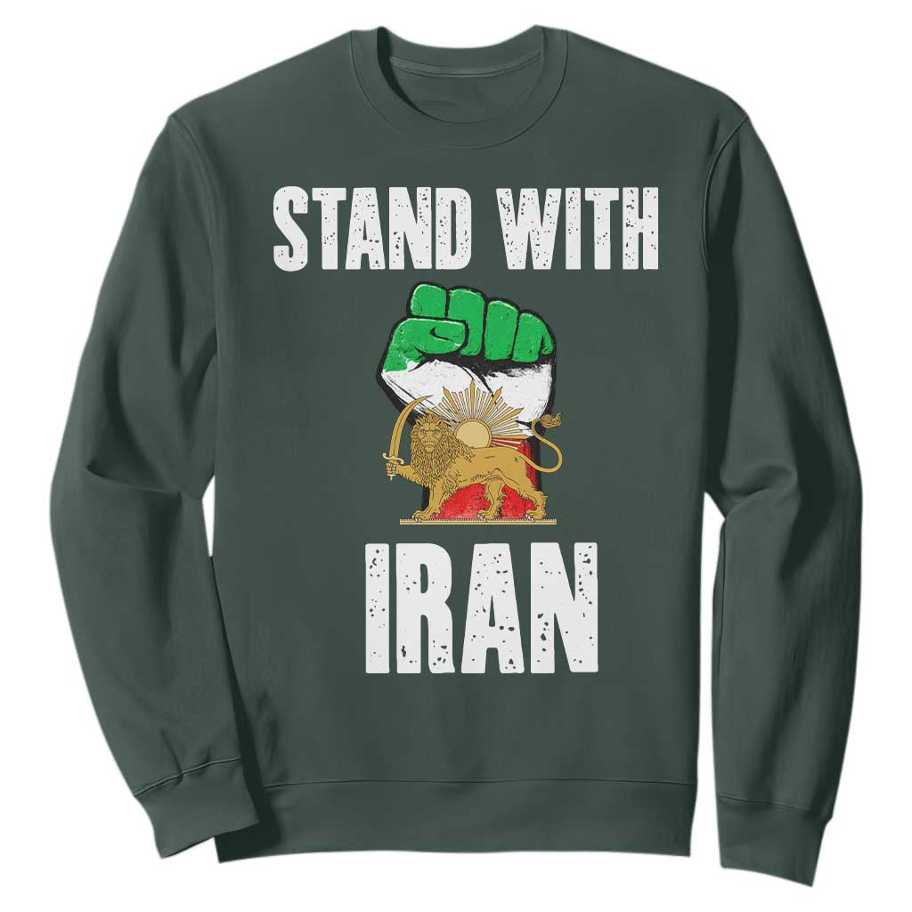 Free Iran Support Iranian MIGA Sweatshirt Stand With Iran TS14 Dark Forest Green Print Your Wear