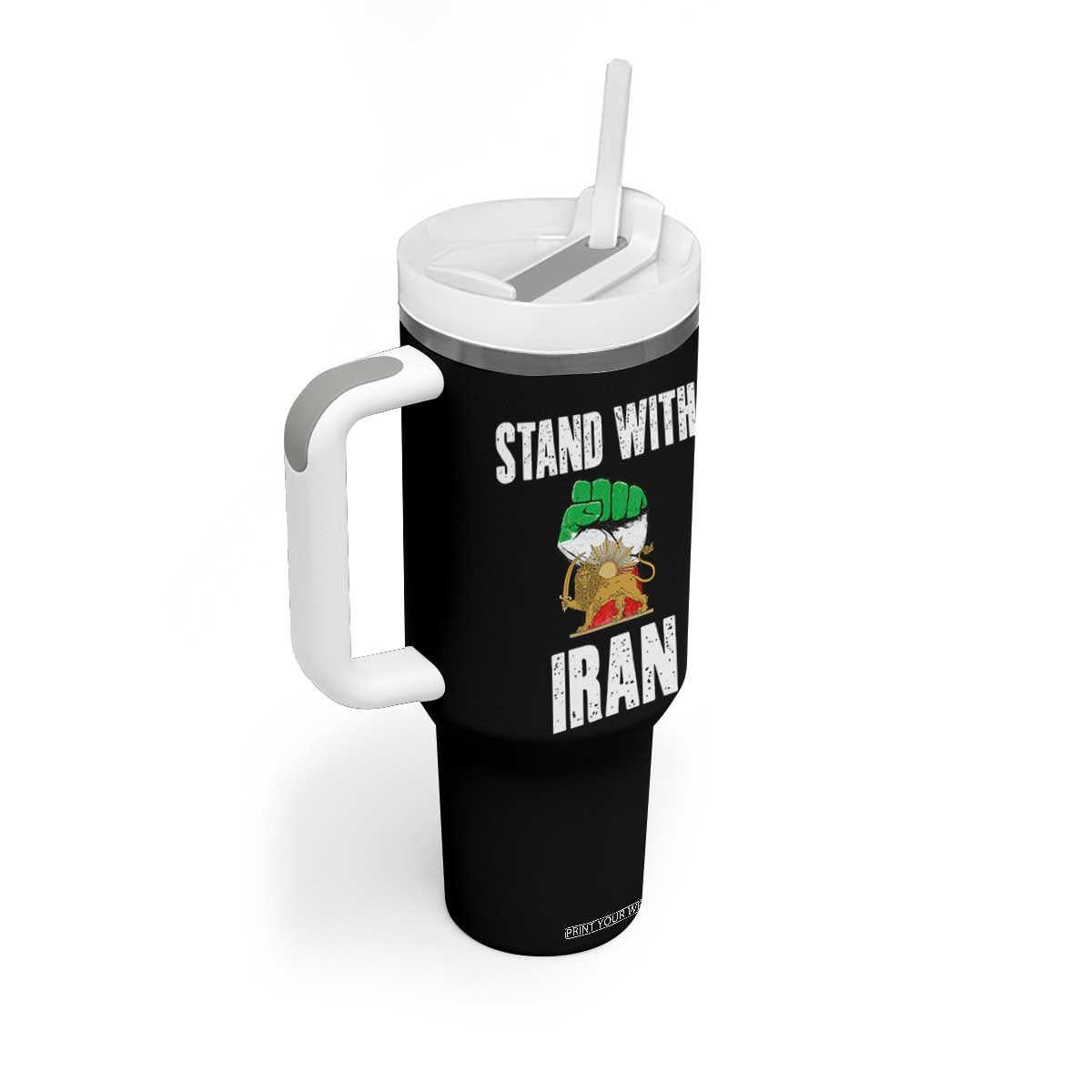 Free Iran Support Iranian MIGA Tumbler With Handle Stand With Iran TS14 Print Your Wear