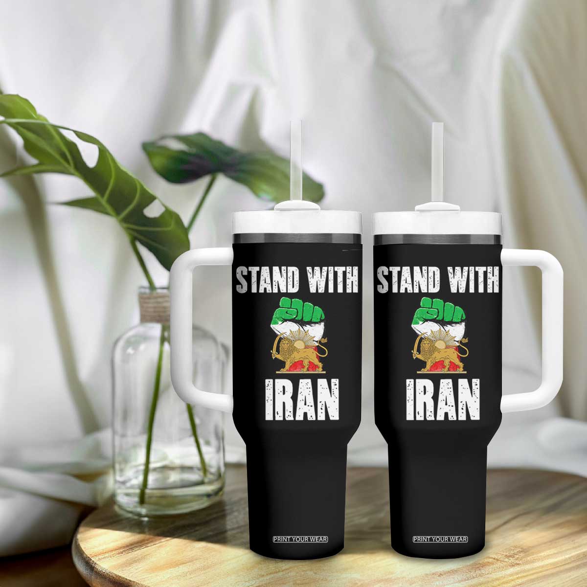 Free Iran Support Iranian MIGA Tumbler With Handle Stand With Iran TS14 Print Your Wear