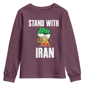 Free Iran Support Iranian MIGA Youth Sweatshirt Stand With Iran TS14 Maroon Print Your Wear