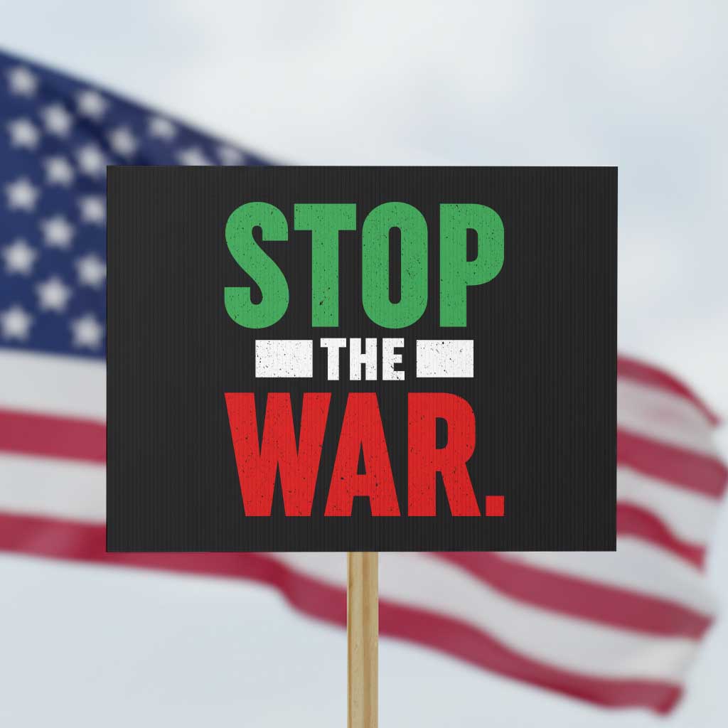 Free Iran Support Iranian MIGA Protest Sign Stop The War TS14 Horizontal 18