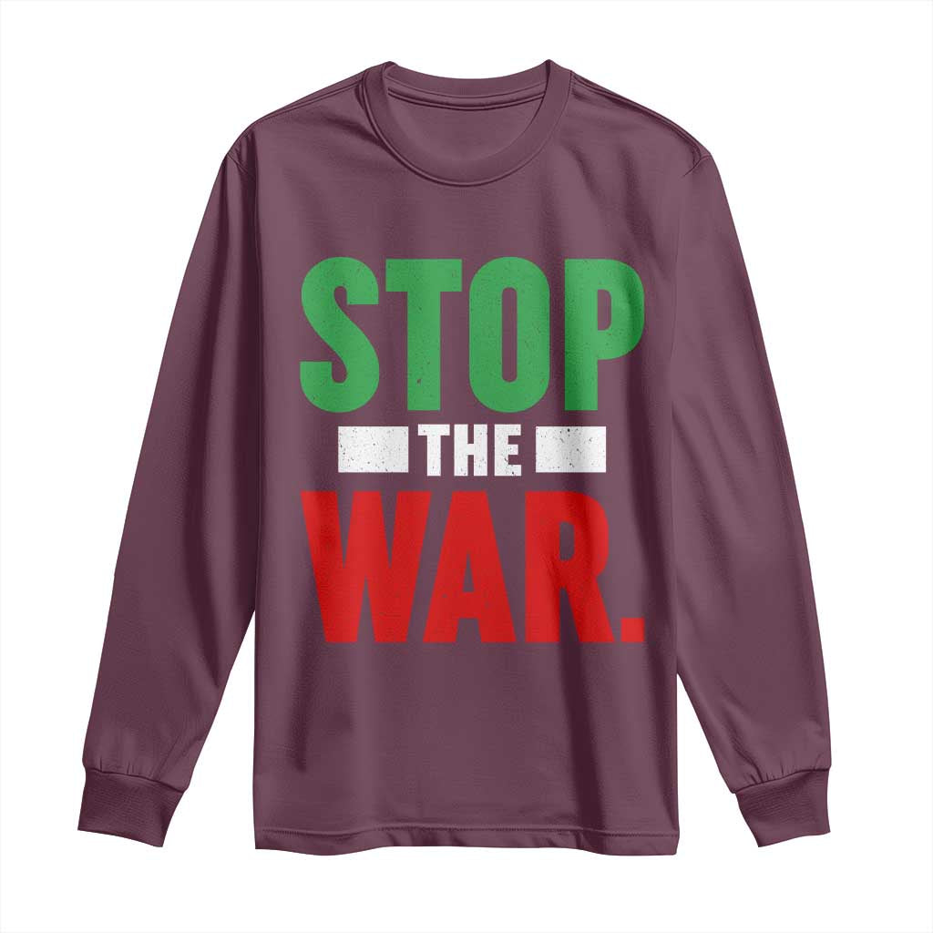 Free Iran Support Iranian MIGA Long Sleeve Shirt Stop The War TS14 Maroon Print Your Wear