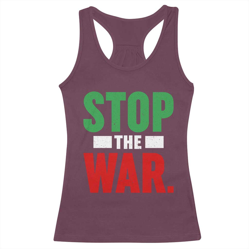 Free Iran Support Iranian MIGA Racerback Tank Top Stop The War TS14 Maroon Print Your Wear