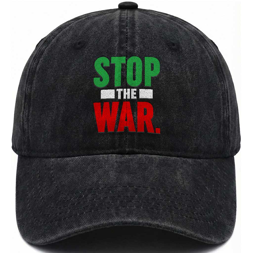 Free Iran Support Iranian MIGA Washed Cotton Baseball Cap Stop The War TS14 Washed Cap Universal Fit Black Print Your Wear