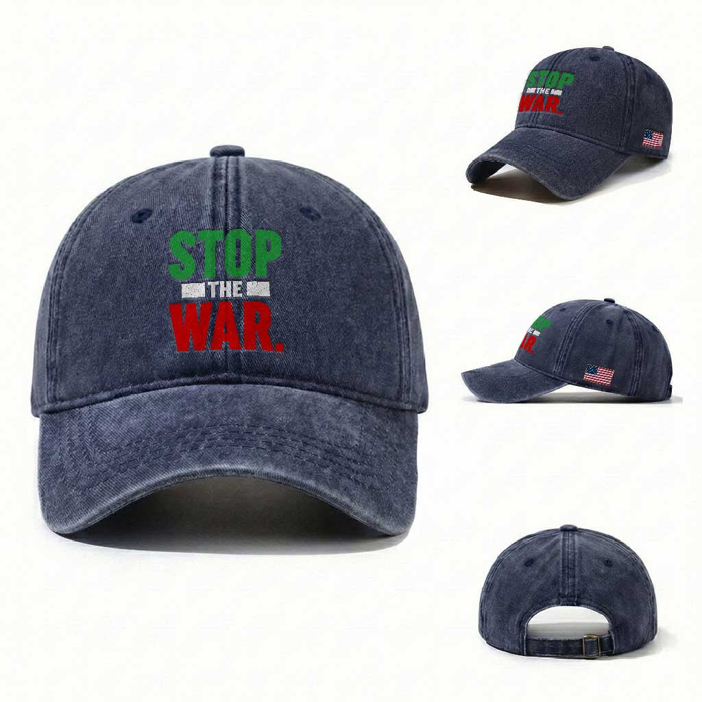 Free Iran Support Iranian MIGA Washed Cotton Baseball Cap Stop The War TS14 Washed Cap Universal Fit Navy Print Your Wear