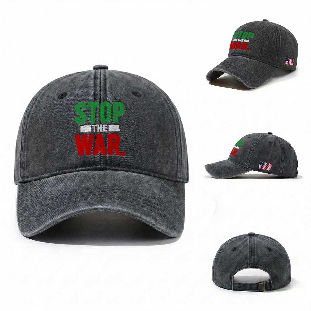 Free Iran Support Iranian MIGA Washed Cotton Baseball Cap Stop The War TS14 Washed Cap Universal Fit Dark Gray Print Your Wear