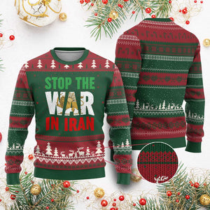 Free Iran Support Iranian MIGA Ugly Christmas Sweater Stop The War In Iran TS14 Red Green Print Your Wear