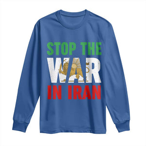 Free Iran Support Iranian MIGA Long Sleeve Shirt Stop The War In Iran TS14 Royal Blue Print Your Wear