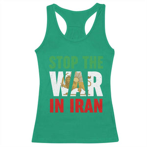 Free Iran Support Iranian MIGA Racerback Tank Top Stop The War In Iran TS14 Irish Green Print Your Wear