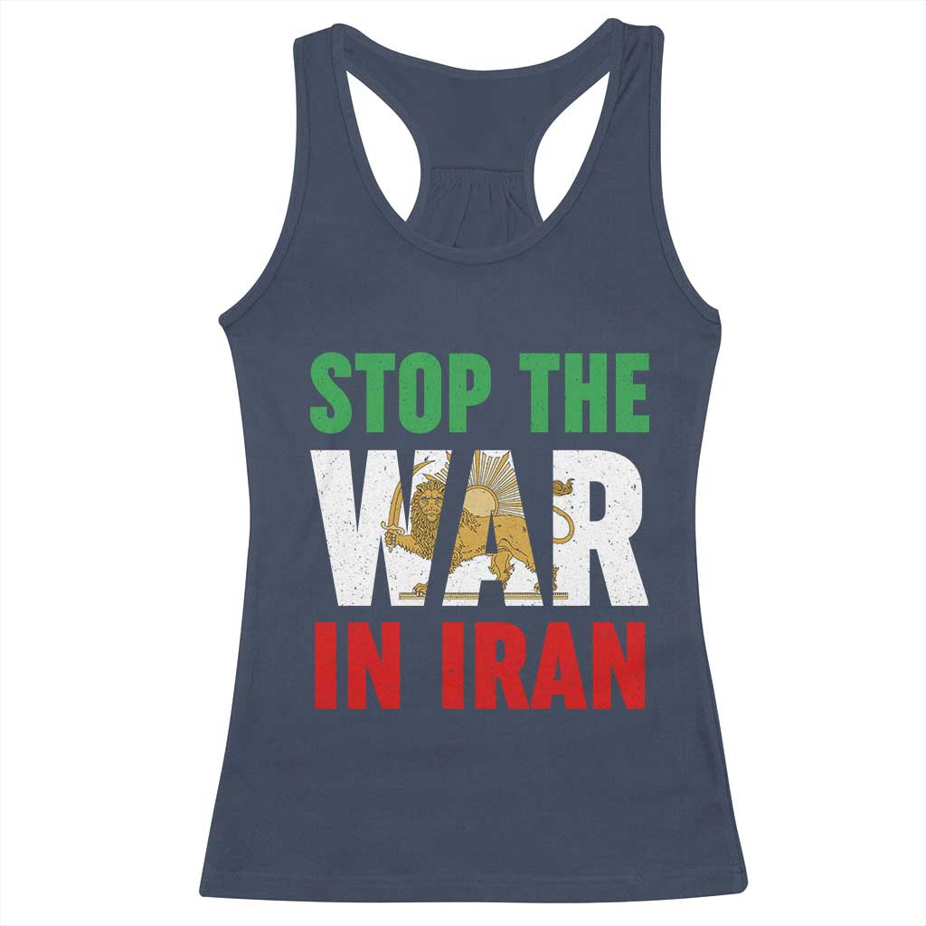 Free Iran Support Iranian MIGA Racerback Tank Top Stop The War In Iran TS14 Navy Print Your Wear