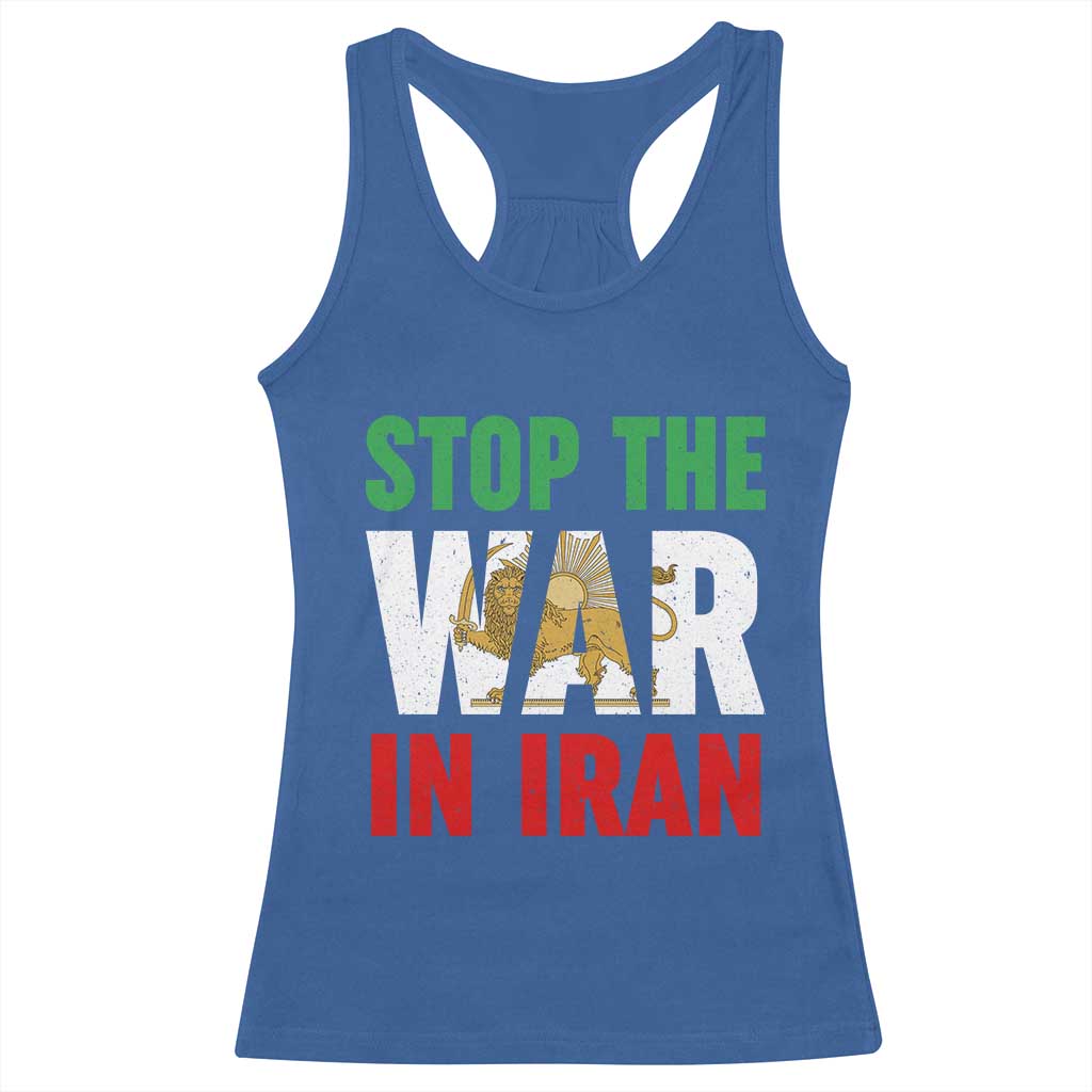 Free Iran Support Iranian MIGA Racerback Tank Top Stop The War In Iran TS14 Royal Blue Print Your Wear