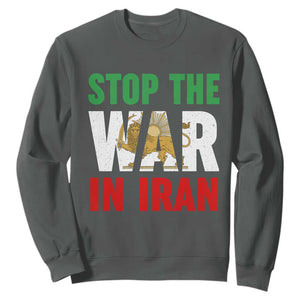 Free Iran Support Iranian MIGA Sweatshirt Stop The War In Iran TS14 Dark Heather Print Your Wear