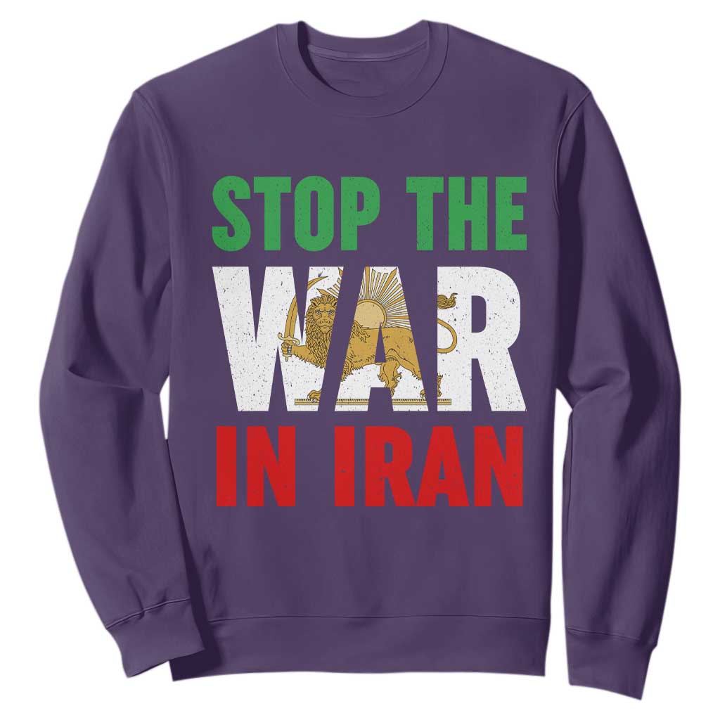 Free Iran Support Iranian MIGA Sweatshirt Stop The War In Iran TS14 Purple Print Your Wear