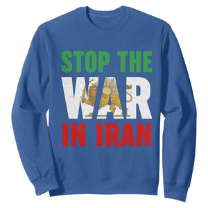 Free Iran Support Iranian MIGA Sweatshirt Stop The War In Iran TS14 Royal Blue Print Your Wear