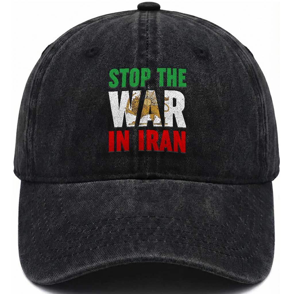 Free Iran Support Iranian MIGA Washed Cotton Baseball Cap Stop The War In Iran TS14 Washed Cap Universal Fit Black Print Your Wear