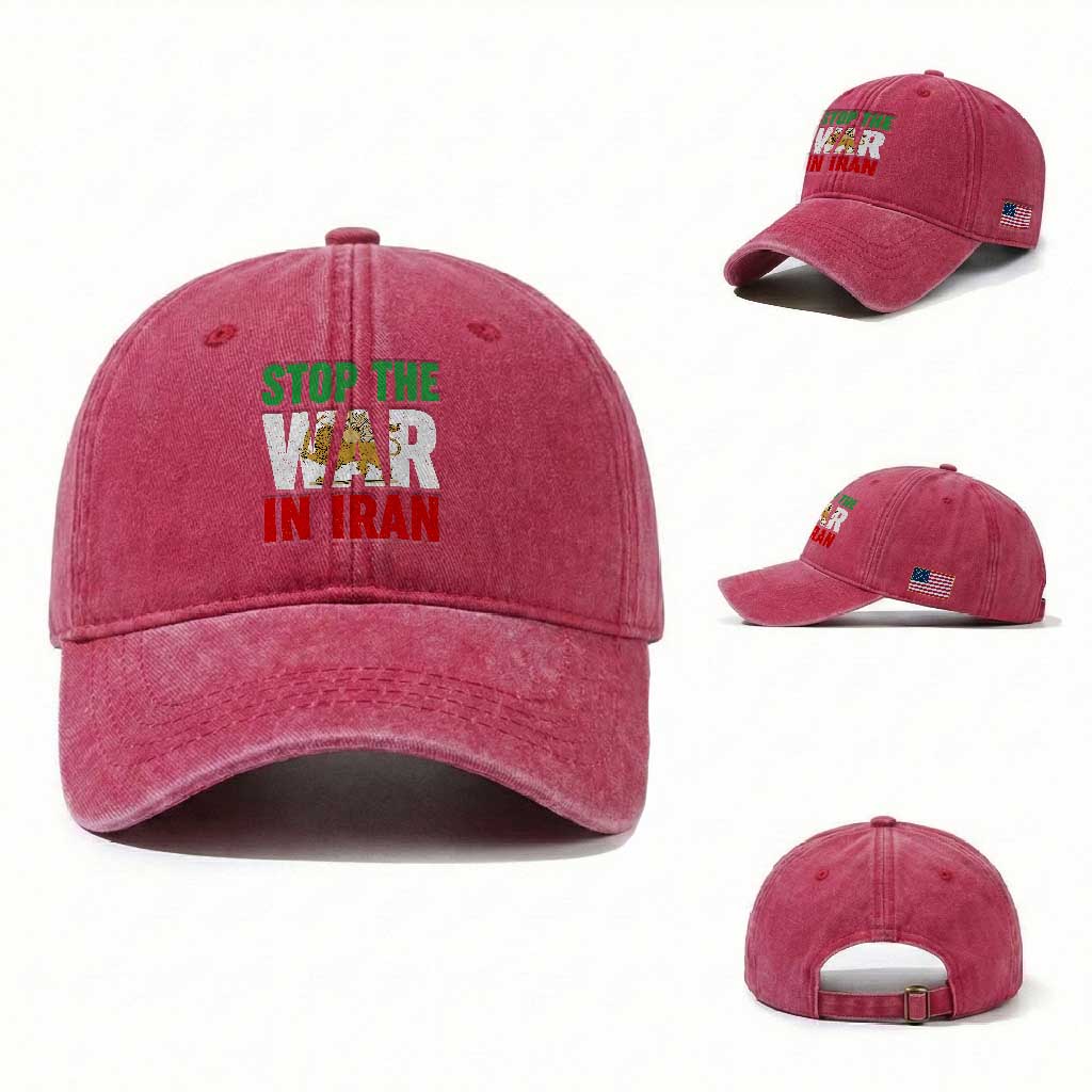 Free Iran Support Iranian MIGA Washed Cotton Baseball Cap Stop The War In Iran TS14 Washed Cap Universal Fit Red Print Your Wear