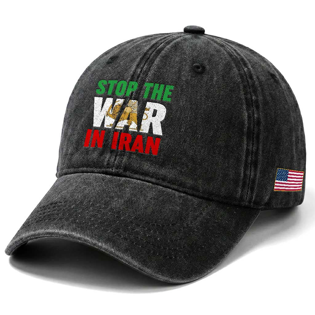 Free Iran Support Iranian MIGA Washed Cotton Baseball Cap Stop The War In Iran TS14 Print Your Wear