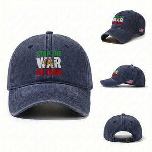 Free Iran Support Iranian MIGA Washed Cotton Baseball Cap Stop The War In Iran TS14 Washed Cap Universal Fit Navy Print Your Wear