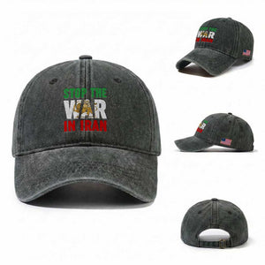 Free Iran Support Iranian MIGA Washed Cotton Baseball Cap Stop The War In Iran TS14 Washed Cap Universal Fit Dark Green Print Your Wear
