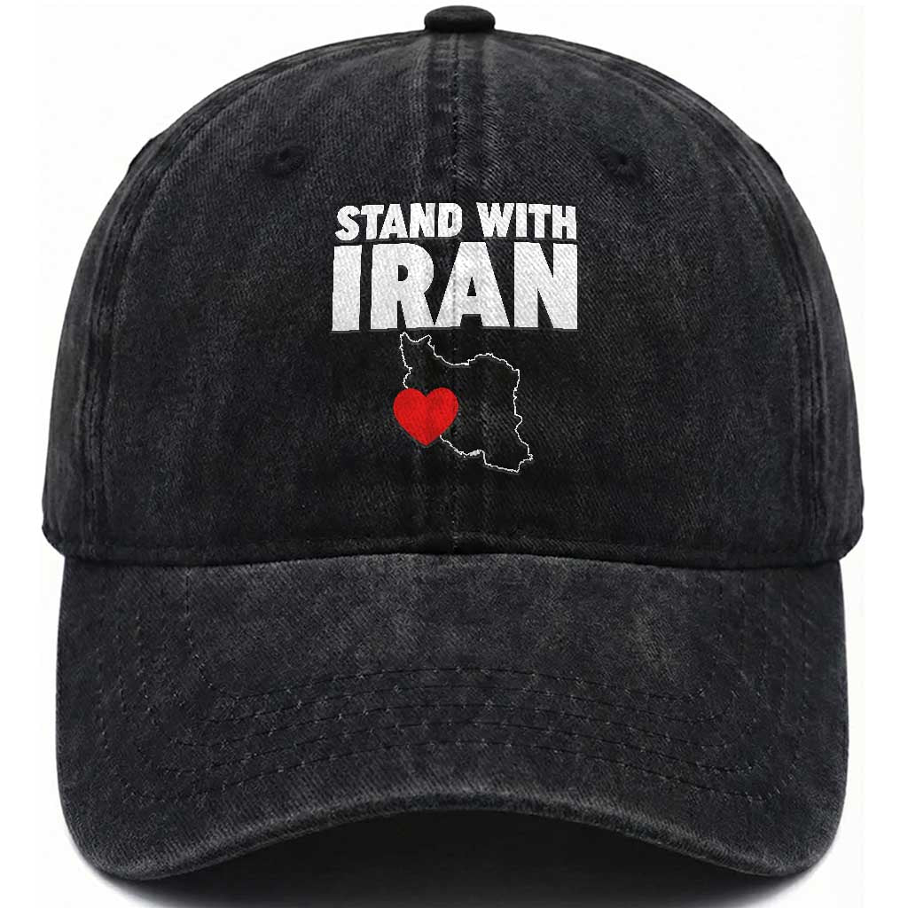 Free Iran Support Iranian MIGA Washed Cotton Baseball Cap TS14 Washed Cap Universal Fit Black Print Your Wear