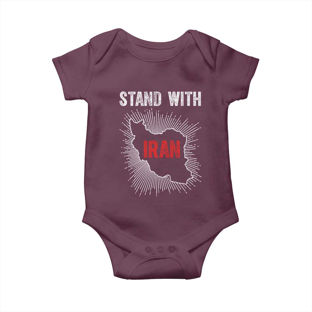 Free Iran Support Baby Onesie Stand With Iran TS14 Maroon Print Your Wear