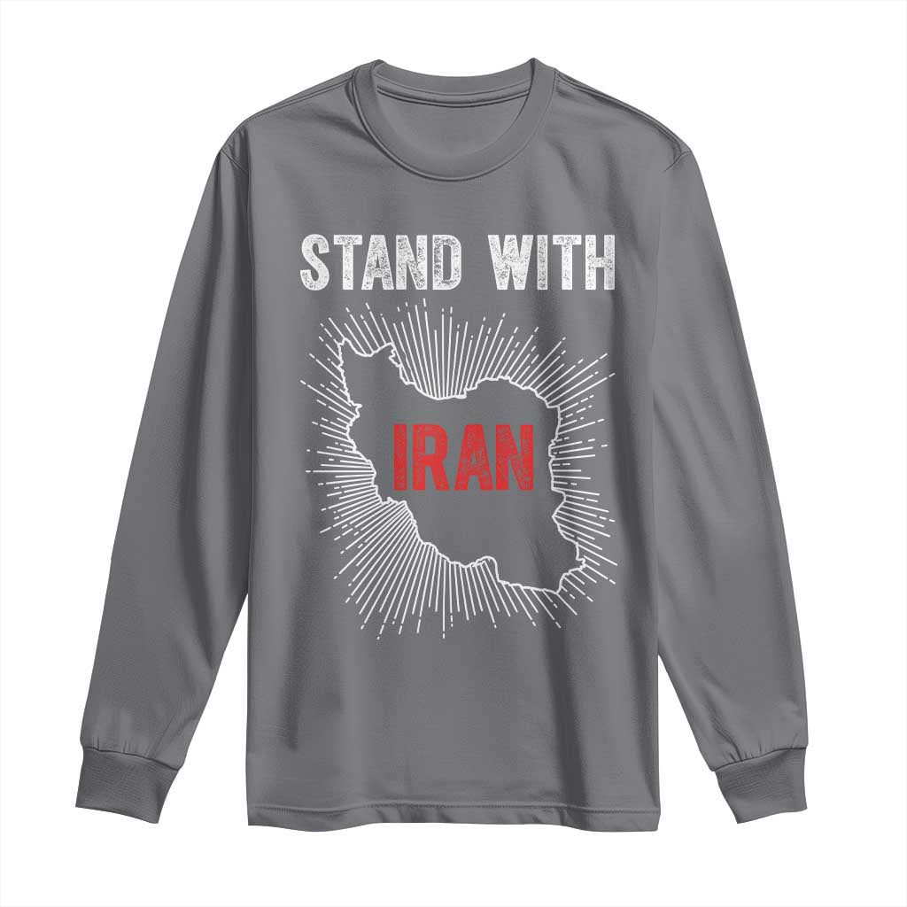 Free Iran Support Long Sleeve Shirt Stand With Iran TS14 Charcoal Print Your Wear