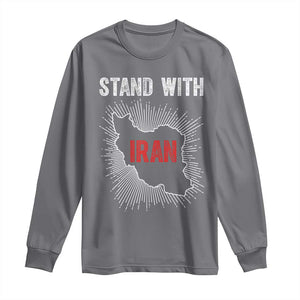 Free Iran Support Long Sleeve Shirt Stand With Iran TS14 Charcoal Print Your Wear