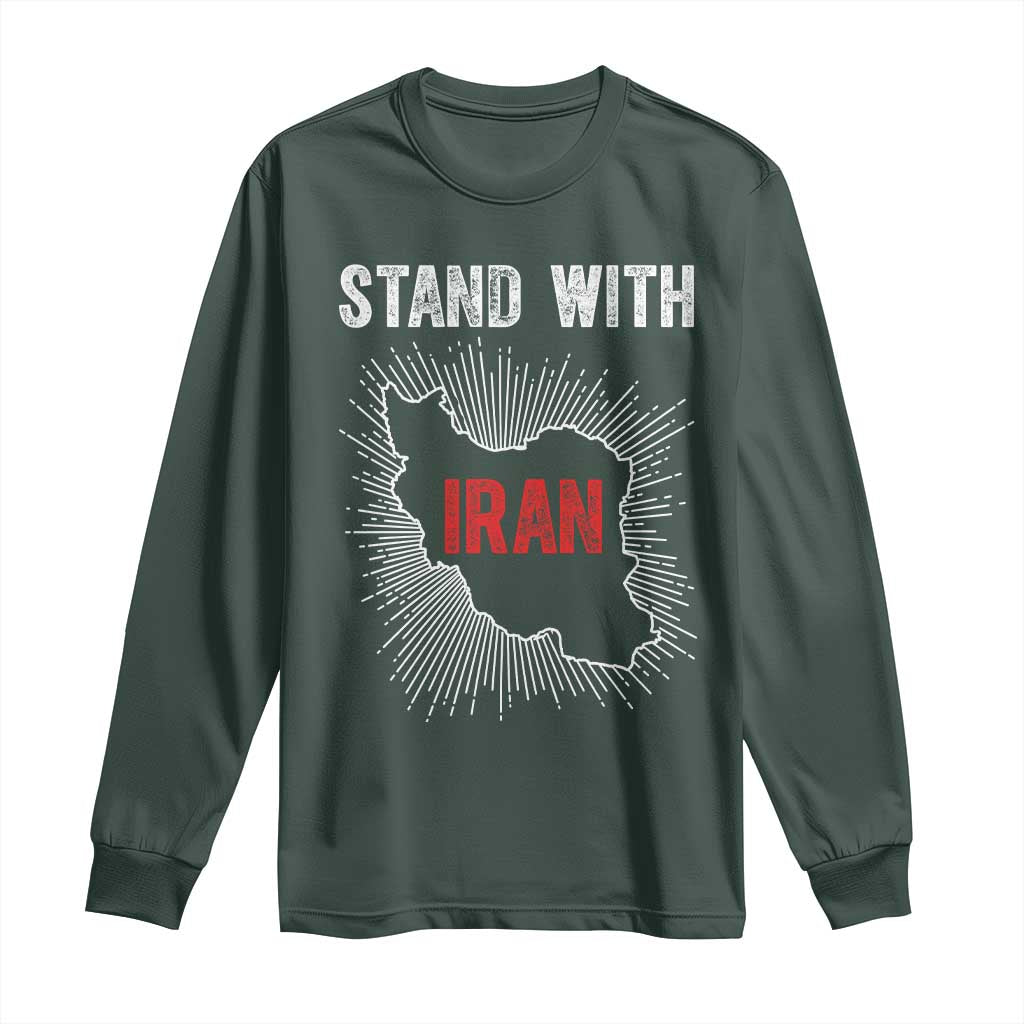 Free Iran Support Long Sleeve Shirt Stand With Iran TS14 Dark Forest Green Print Your Wear