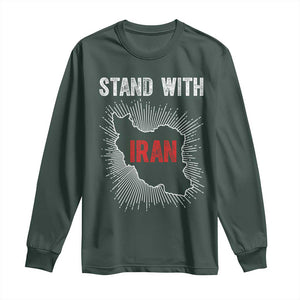 Free Iran Support Long Sleeve Shirt Stand With Iran TS14 Dark Forest Green Print Your Wear