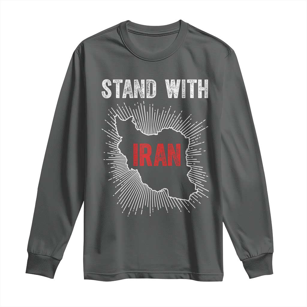 Free Iran Support Long Sleeve Shirt Stand With Iran TS14 Dark Heather Print Your Wear