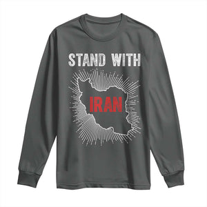 Free Iran Support Long Sleeve Shirt Stand With Iran TS14 Dark Heather Print Your Wear