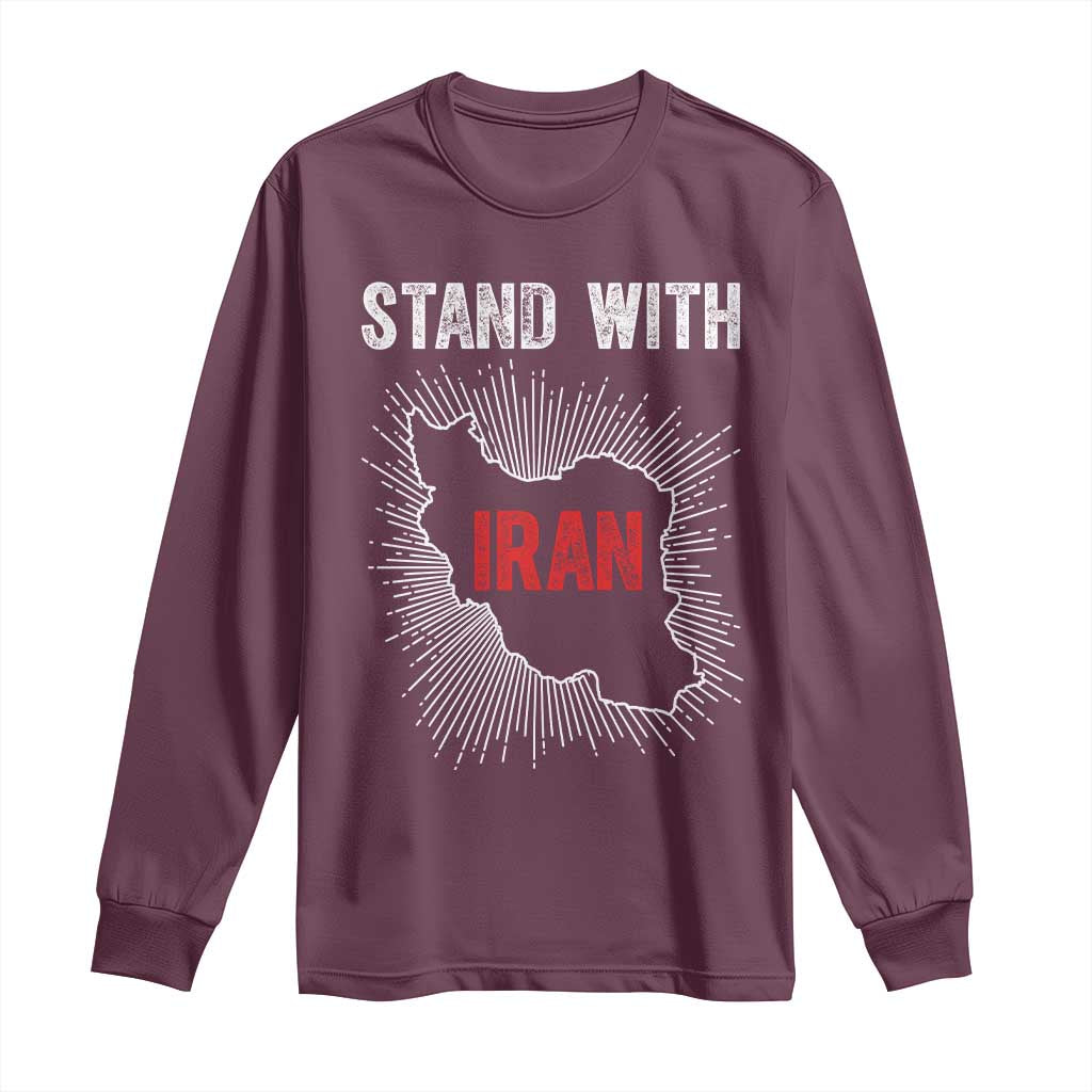 Free Iran Support Long Sleeve Shirt Stand With Iran TS14 Maroon Print Your Wear