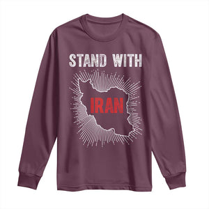 Free Iran Support Long Sleeve Shirt Stand With Iran TS14 Maroon Print Your Wear
