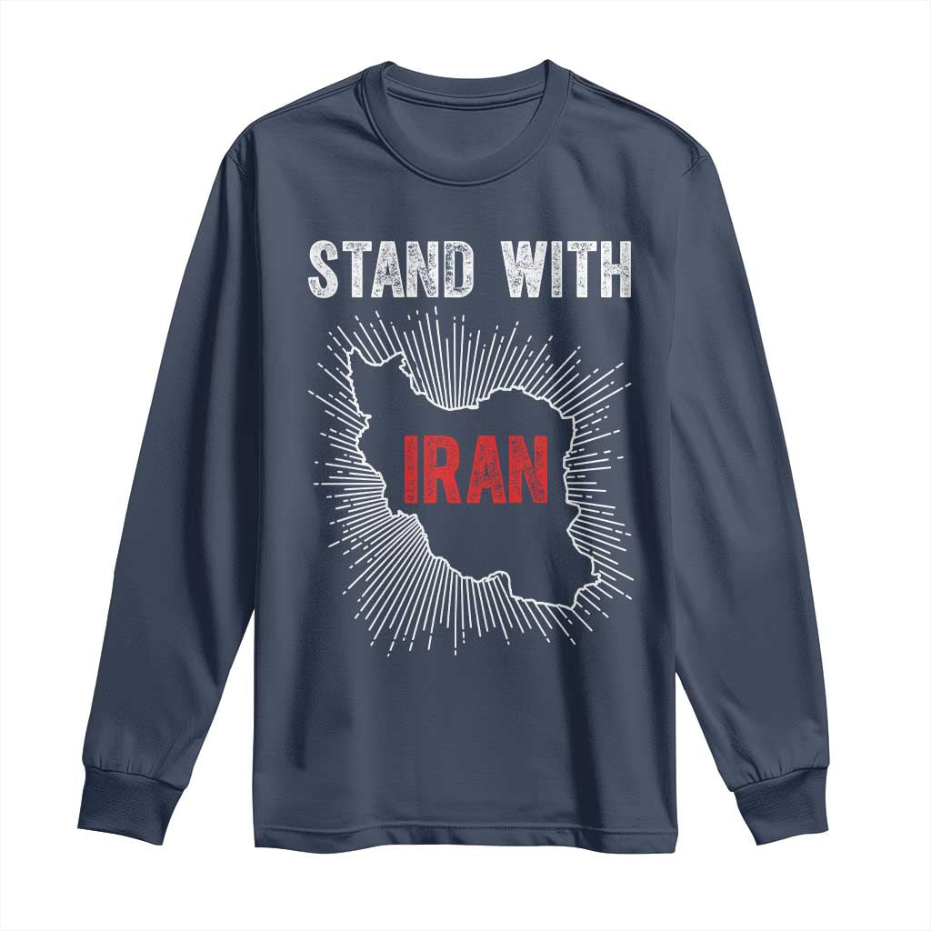 Free Iran Support Long Sleeve Shirt Stand With Iran TS14 Navy Print Your Wear