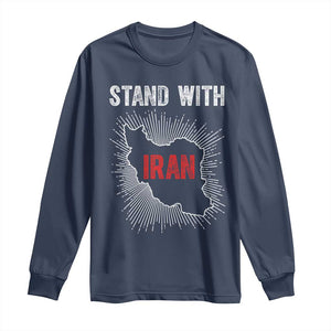 Free Iran Support Long Sleeve Shirt Stand With Iran TS14 Navy Print Your Wear