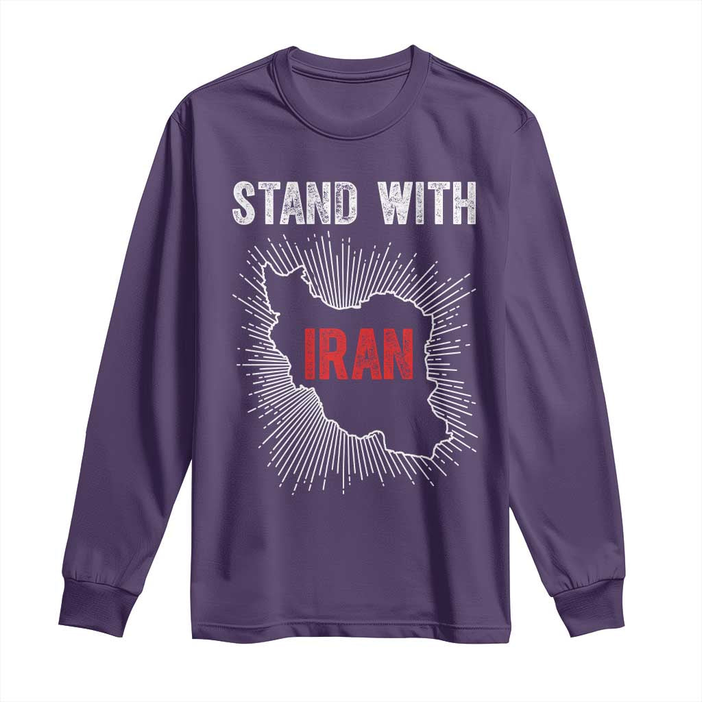 Free Iran Support Long Sleeve Shirt Stand With Iran TS14 Purple Print Your Wear