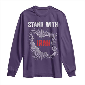 Free Iran Support Long Sleeve Shirt Stand With Iran TS14 Purple Print Your Wear